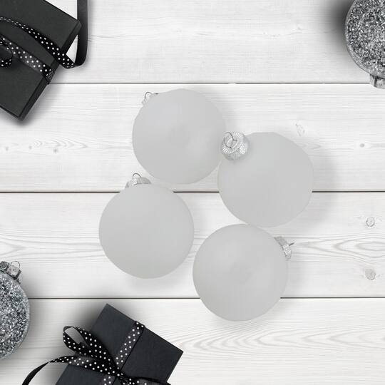9ct. 2.5" Shiny and Matte White Glass Ball Christmas Ornaments